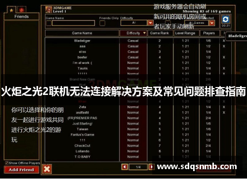 火炬之光2联机无法连接解决方案及常见问题排查指南
